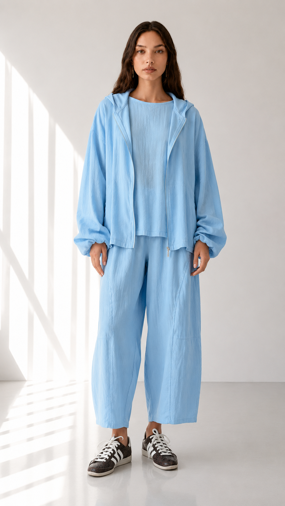 Linen Zip hoodie Set 1002