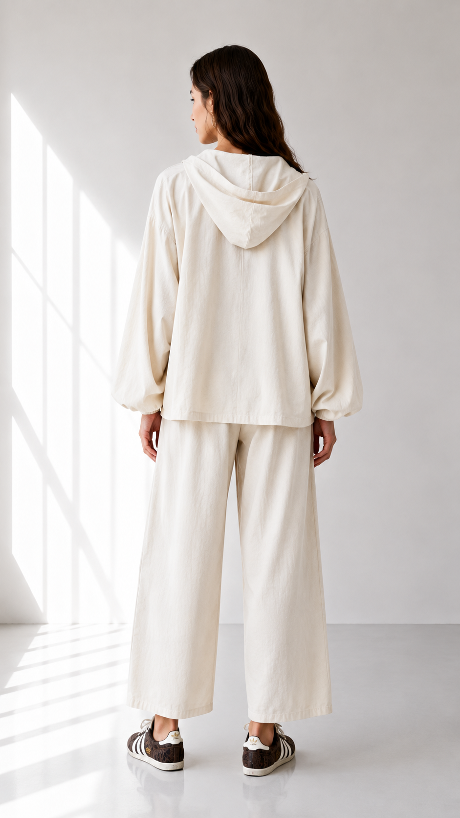 Linen Zip hoodie Set 1002