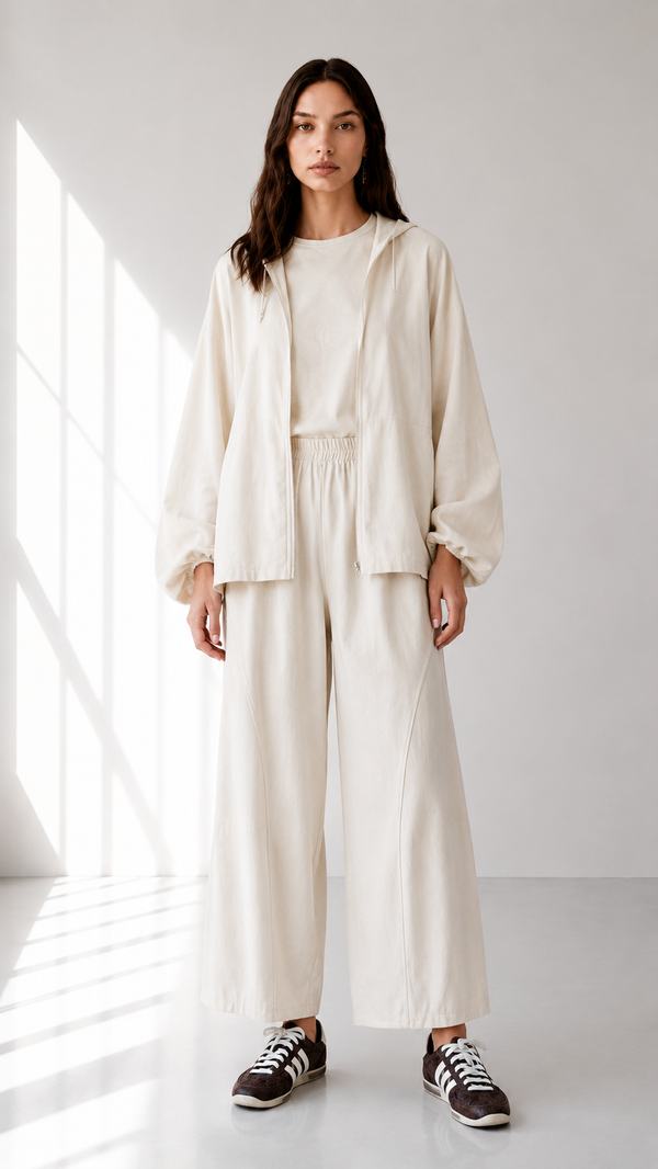 Linen Zip hoodie Set 1002 - HANGER