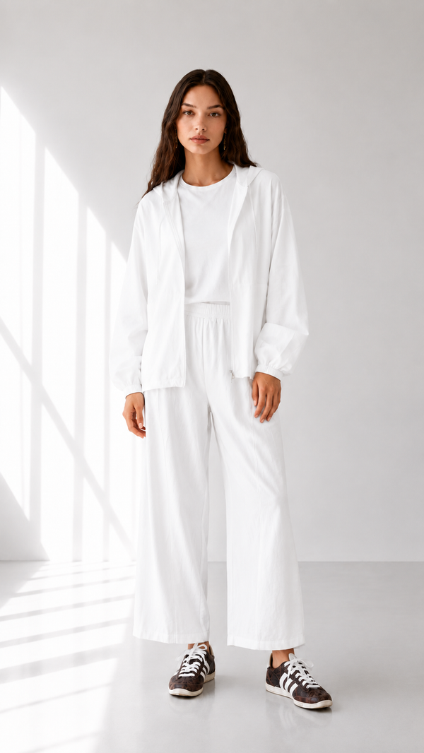 Linen Zip hoodie Set 1002 - HANGER