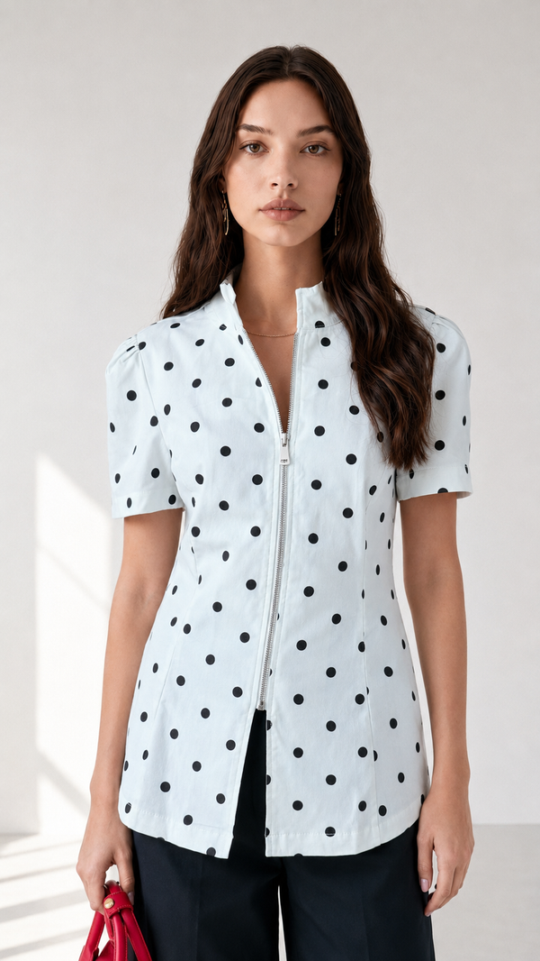 Denim Zip Blouse HFY105331 - HANGER