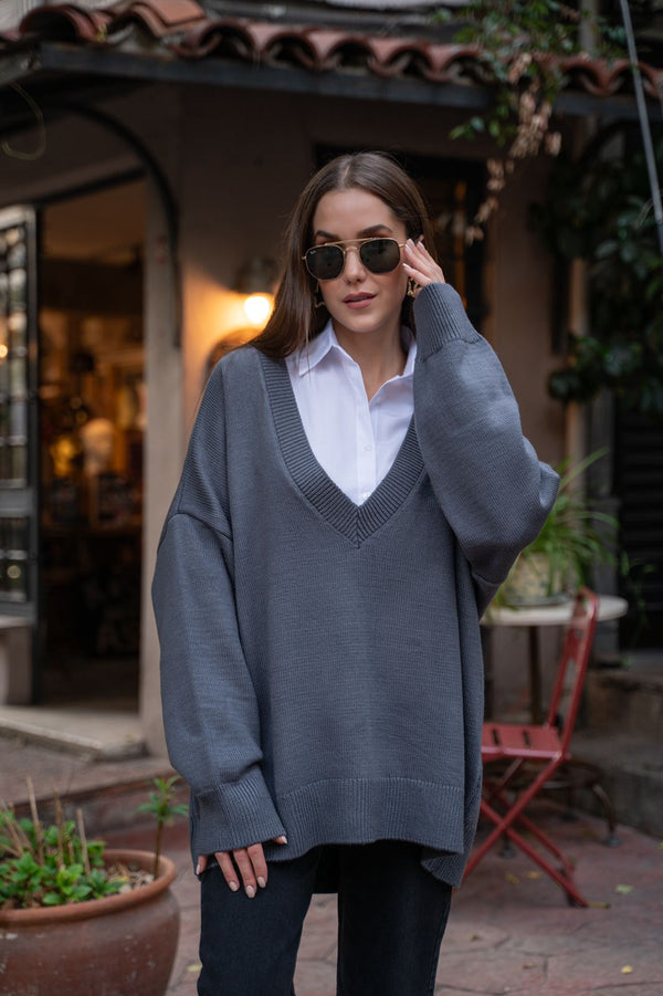 V Neck Sweater TK231143 - HANGER