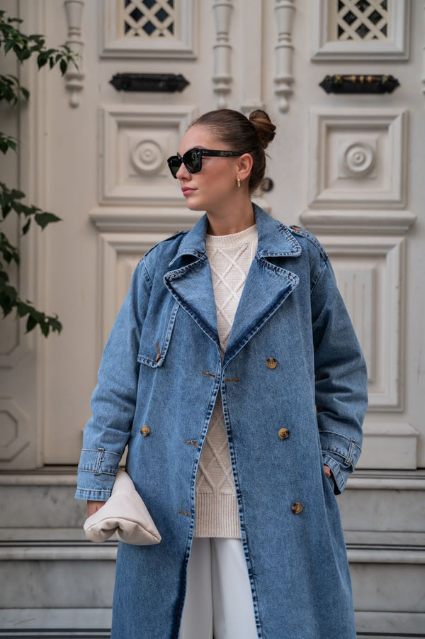 Denim Trench Coat 85074 - HANGER