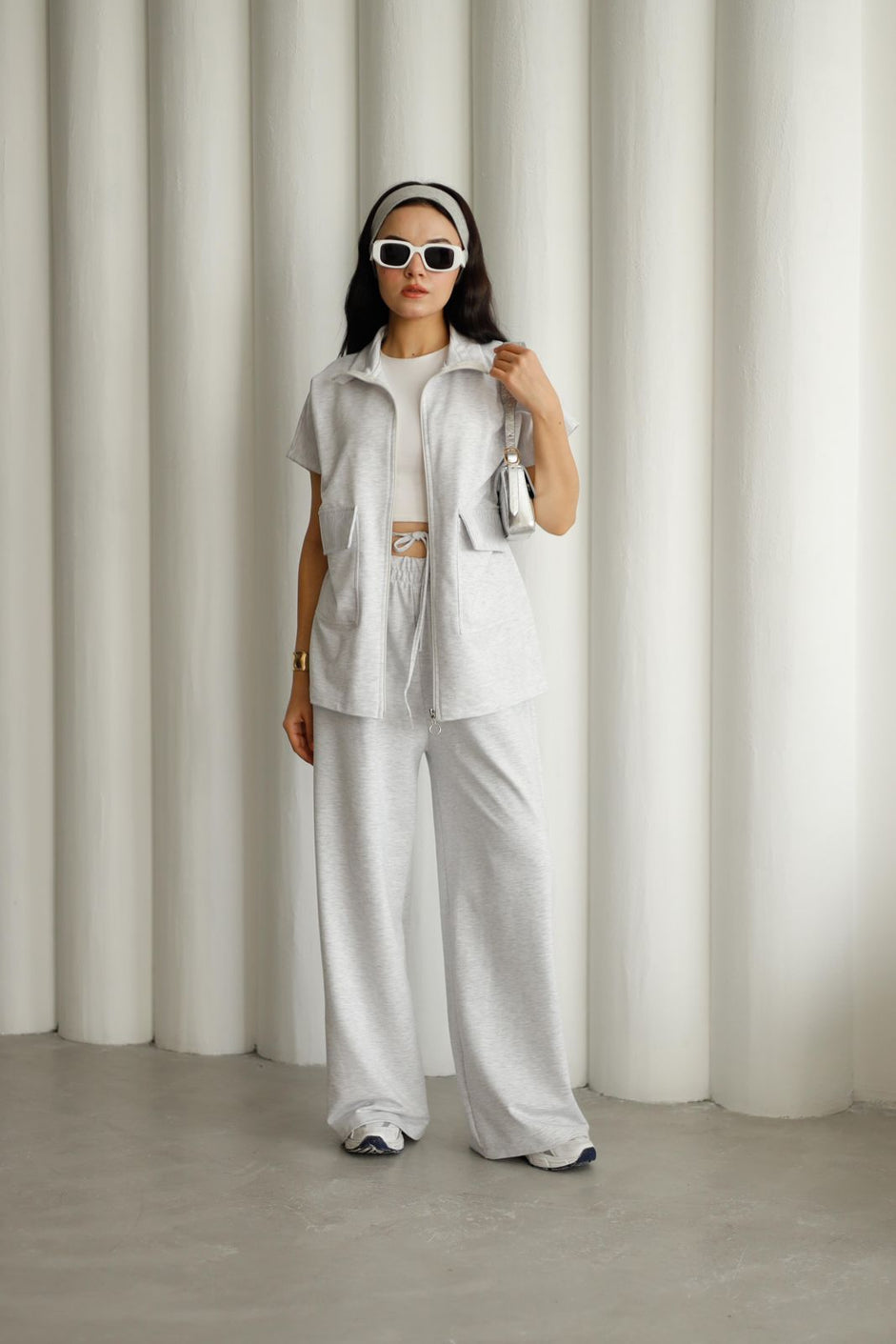 cut sleeve zip set 2091