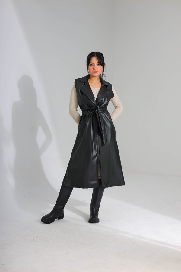 Cutsleeve leather coat - HANGER
