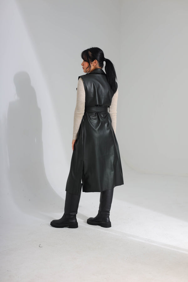 Cutsleeve leather coat - HANGER