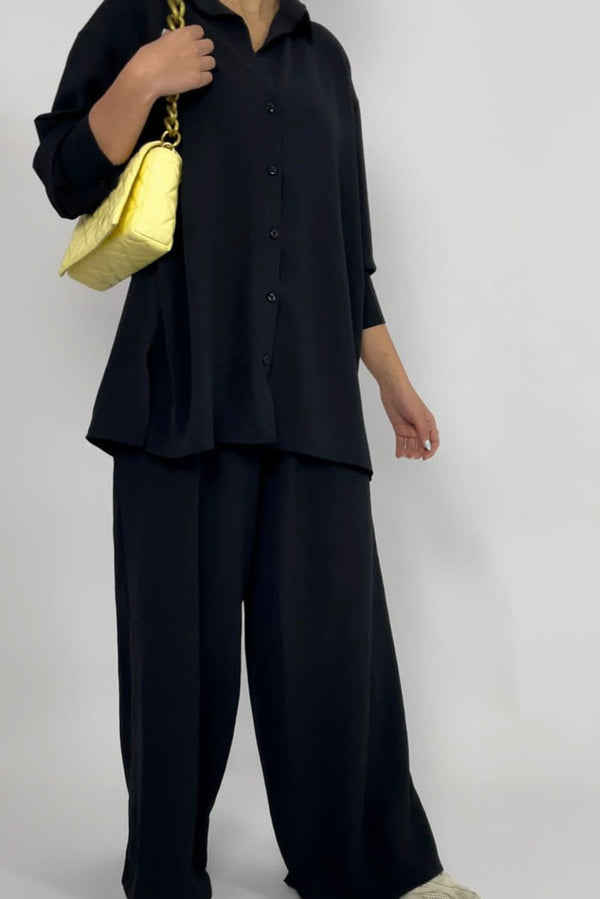 V neck top & wide pant set D - HANGER