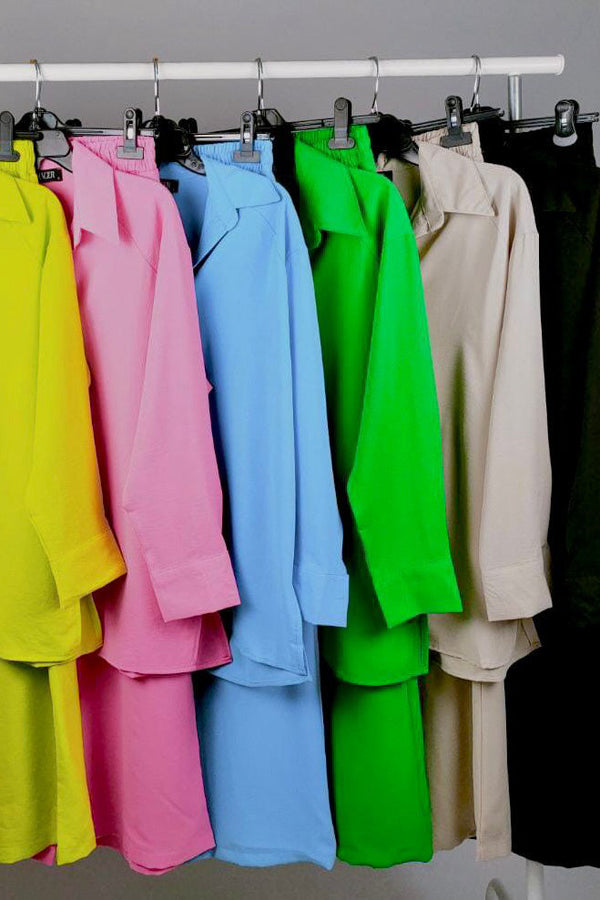 V neck top & wide pant set D - HANGER