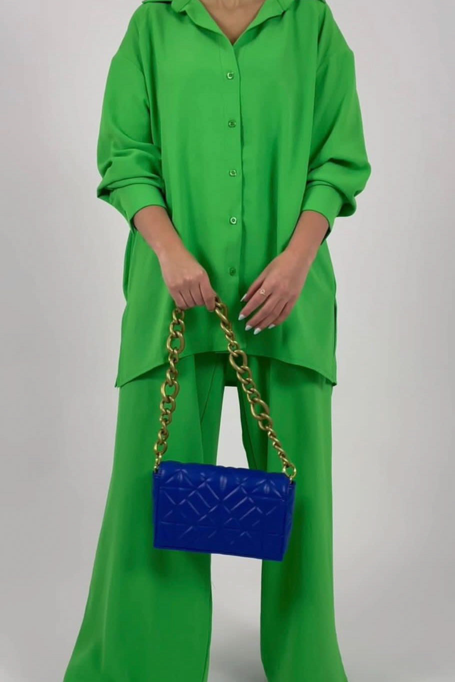 V neck top & wide pant set D - HANGER