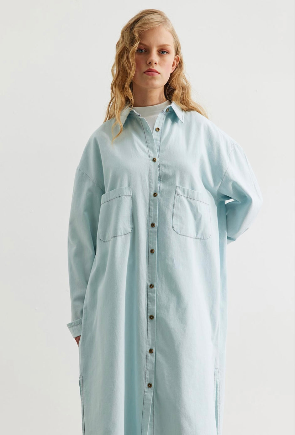 Button down denim dress D - HANGER