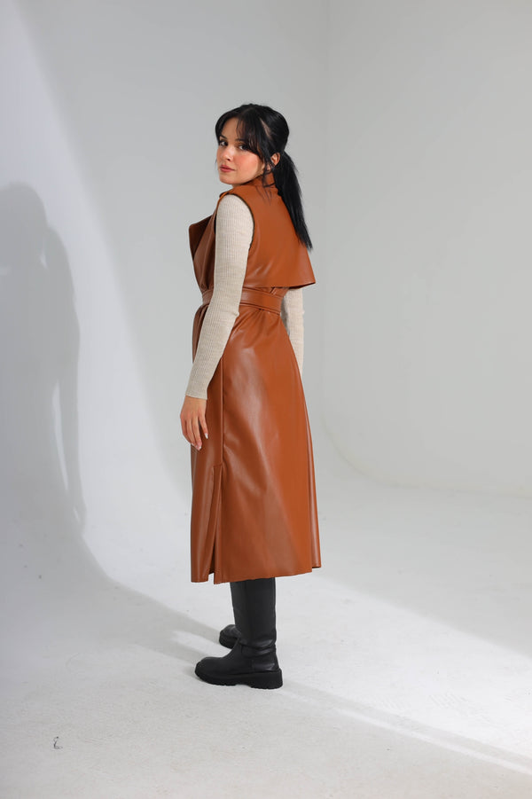 Cutsleeve leather coat - HANGER